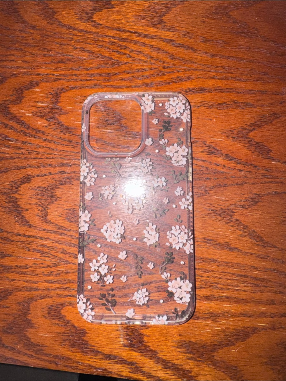 Clear Pink Floral Phone Case with Transparent Back